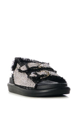 AZALEA WANG BASIA BLACK SILVER RHINESTONE SANDAL
