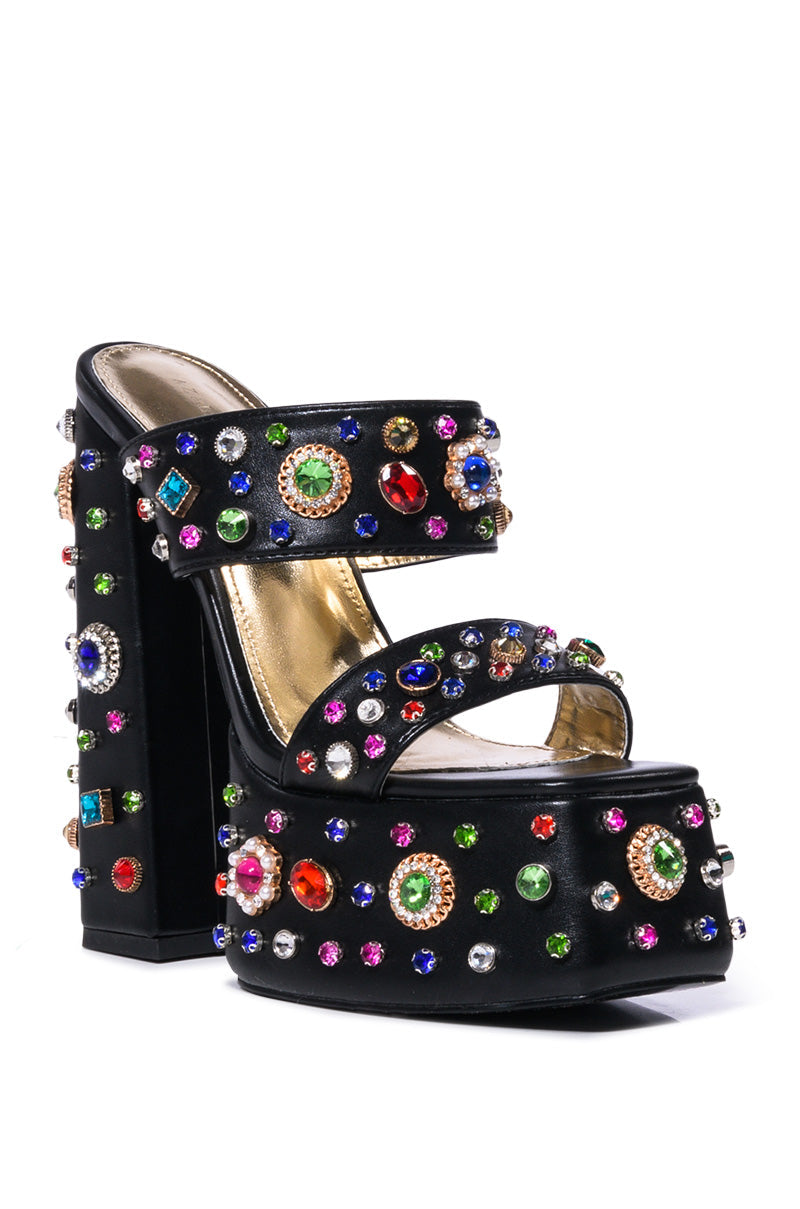 AZALEA WANG BREEZE EMBELLISHED SANDAL IN BLACK