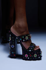 AZALEA WANG BREEZE EMBELLISHED SANDAL IN BLACK