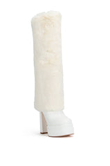 AZALEA WANG COCO FUR FOLD OVER BOOT IN WHITE