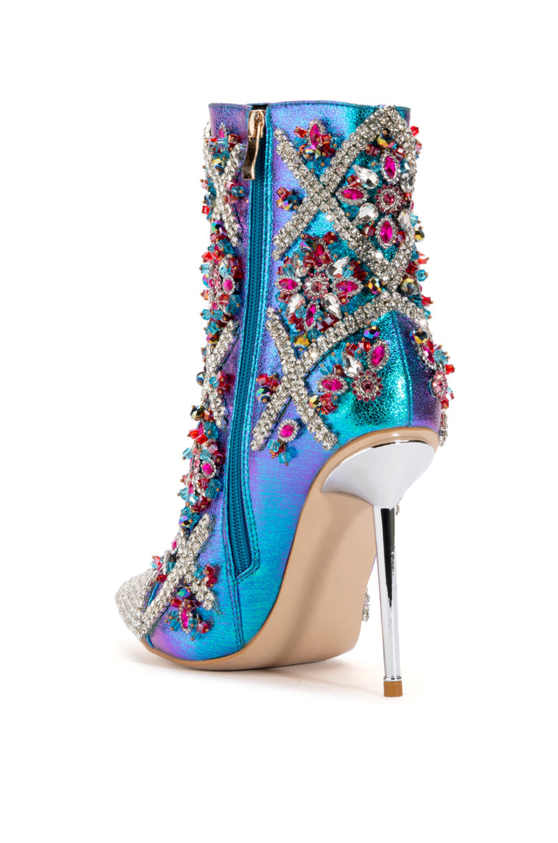 AZALEA WANG EMBELLISHED STILETTO BOOTIE IN MULTI