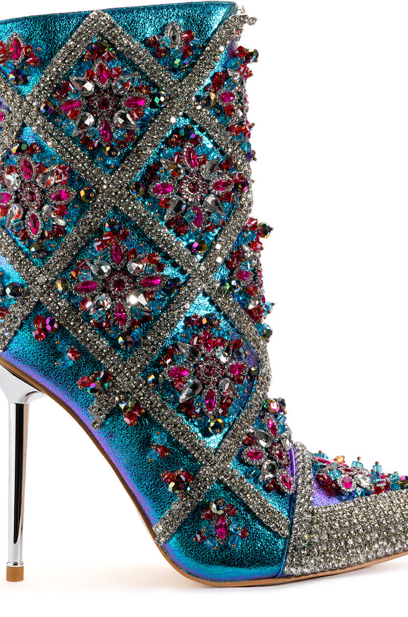 AZALEA WANG EMBELLISHED STILETTO BOOTIE IN MULTI