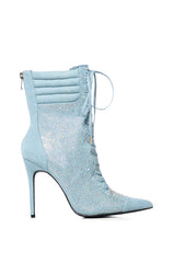 AZALEA WANG FIREFLAME EMBELLISHED BOOTIE IN DENIM