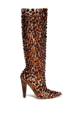 AZALEA WANG HONEY EMBELLISHED PVC CHUNKY BOOT IN BROWN