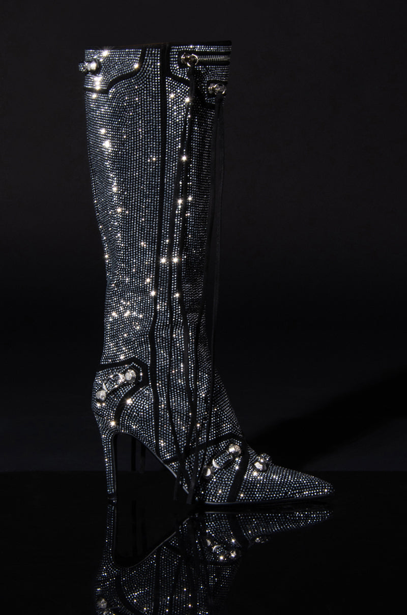 AZALEA WANG MAEVE STILETTO BOOT IN SILVER