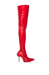 AZALEA WANG MCARTNEY STRETCH RED STILETTO BOOT