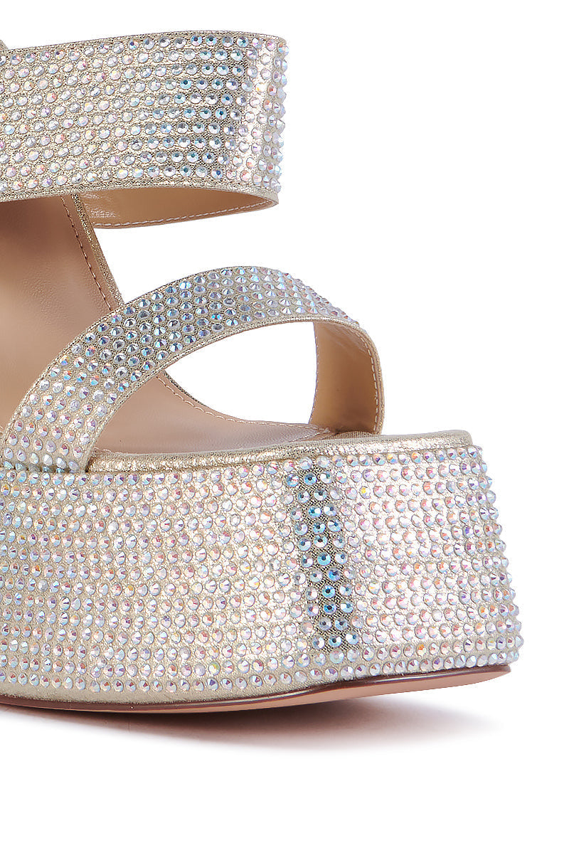 AZALEA WANG NARICE GOLD RHINESTONE SANDAL