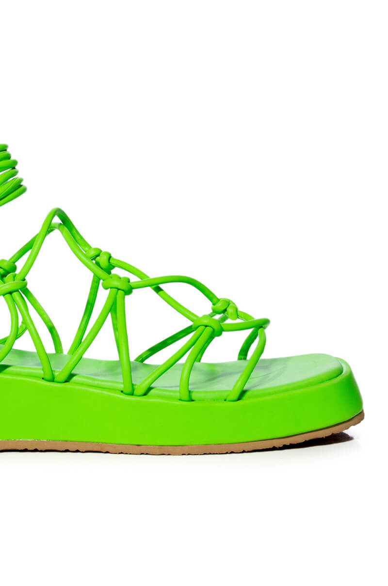 AZALEA WANG NATACHA FLAT STRAP SANDAL IN GREEN