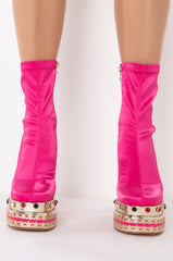AZALEA WANG NOTICE ME CHUNKY BOOTIE IN FUCHSIA