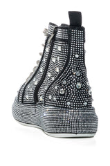 AZALEA WANG OTIS BLACK EMBELLISHED SNEAKER