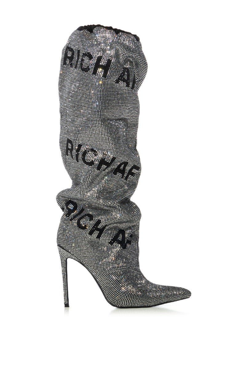 AZALEA WANG ZOSIA SILVER RHINESTONE RICH AF BOOT