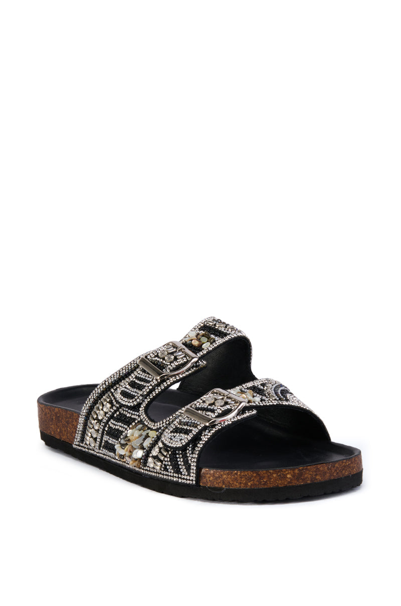 AZALEA WANG ROMILLY BLACK EMBELLISHED FLAT