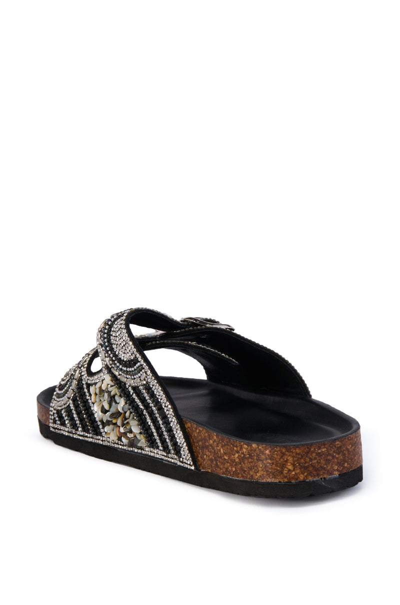 AZALEA WANG ROMILLY BLACK EMBELLISHED FLAT