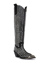 AZALEA WANG RUVIN BLACK EMBELLISHED WESTERN BOOT