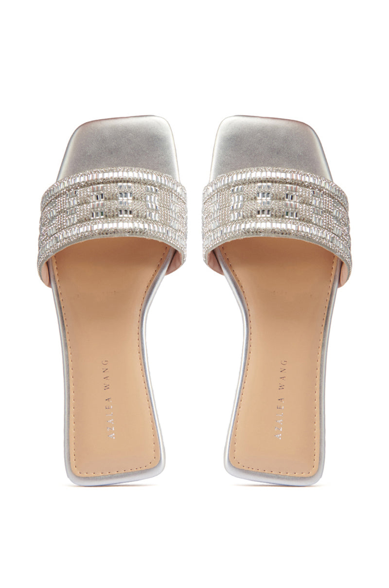 AZALEA WANG STAZIE SILVER EMBELLISHED SANDAL