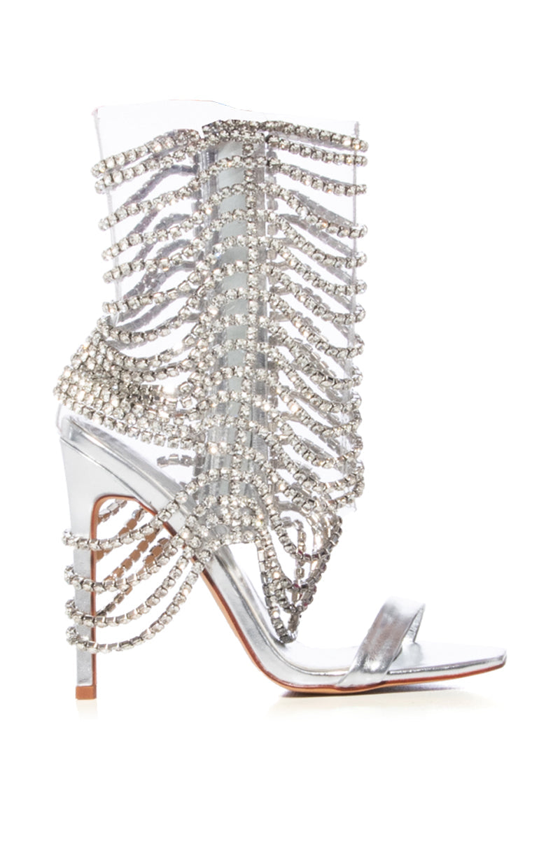 AZALEA WANG TALIAH SILVER EMBELLISHED ANKLE SANDAL