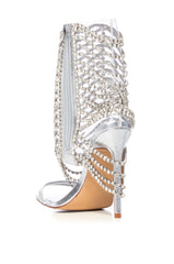 AZALEA WANG TALIAH SILVER EMBELLISHED ANKLE SANDAL