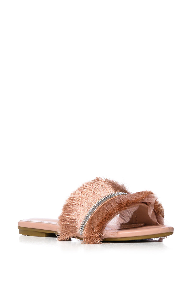 AZALEA WANG TILLE EMBELLISHED FLAT IN NUDE