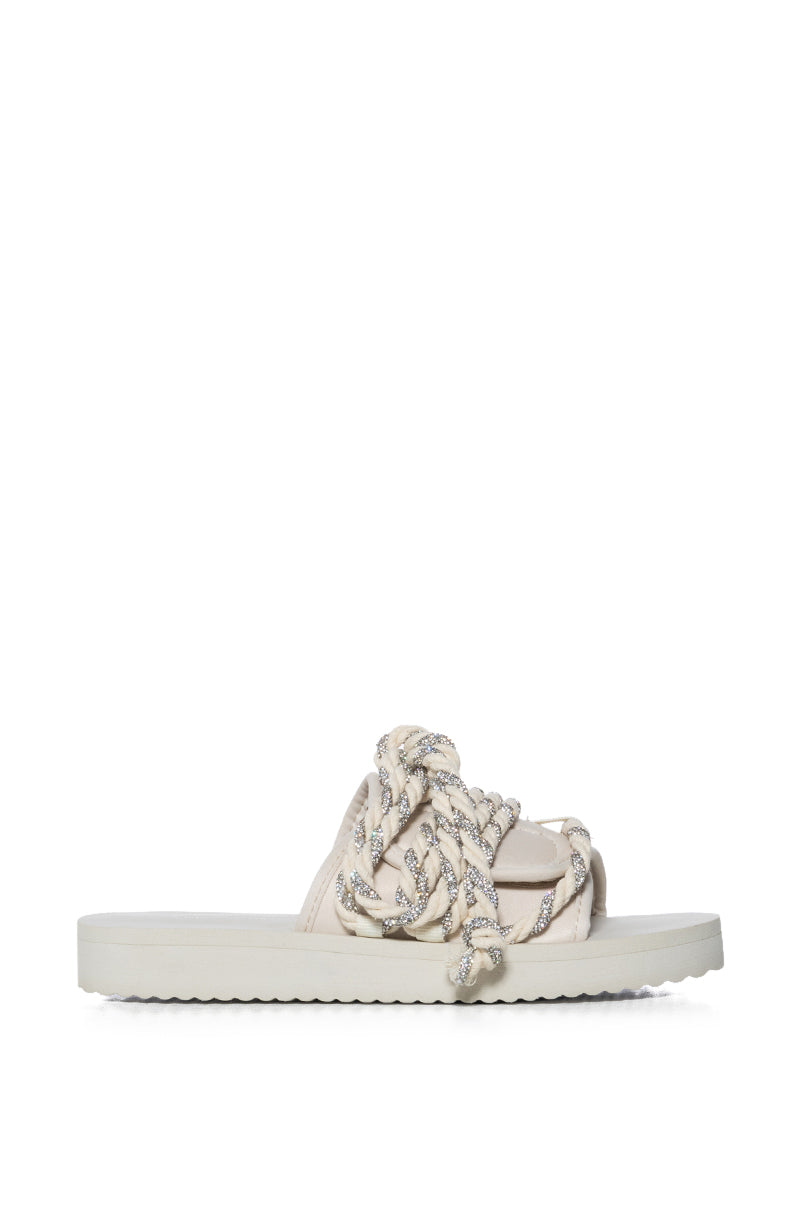 AZALEA WANG VICKI SILVER RHINESTONE ROPE SANDAL