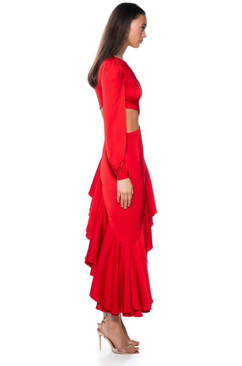 CHA CHA CUT OUT HIGH LOW MAXI DRESS