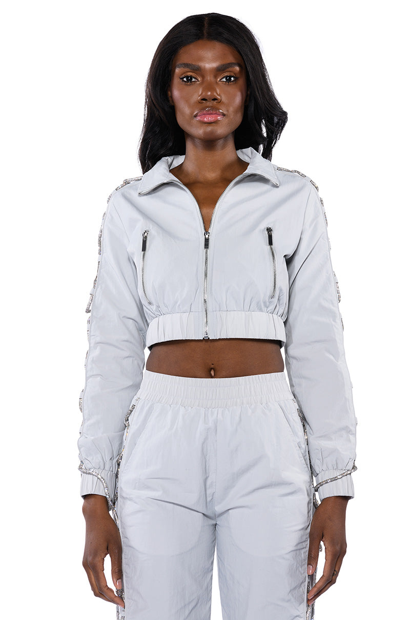 DIAMOND LACE UP TRACK JACKET