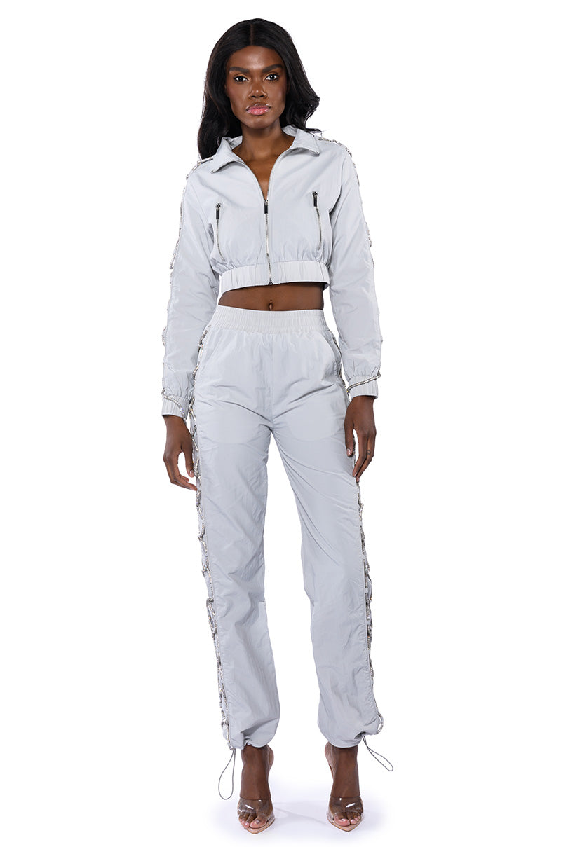 DIAMOND LACE UP TRACK JACKET