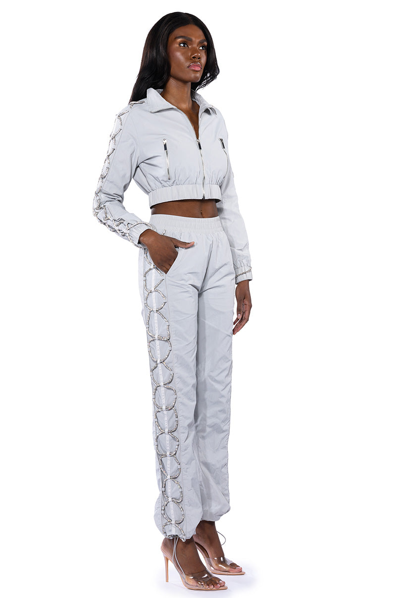 DIAMOND LACE UP TRACK JACKET