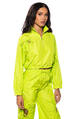 ETCHED OUT NYLON PULL OVER SWEATSHIRT