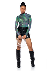EVERGREEN LONG SLEEVE MESH BODYSUIT
