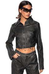 FAST LANE DISTRESSED MOTO JACKET