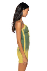 FUNKY GIRL TIE FRONT DENIM MINI DRESS