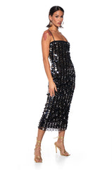 GOLD COIN SEQUIN MIDI DRESS