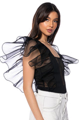 HARLOW BUTTERFLY SLEEVE MESH BODYSUIT