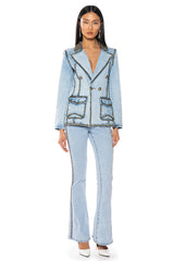 HERE TO STAND OUT EMBELLISHED DENIM BLAZER