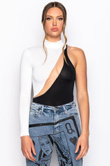 HOT N COLD MESH PANEL ONE SHOULDER BODYSUIT