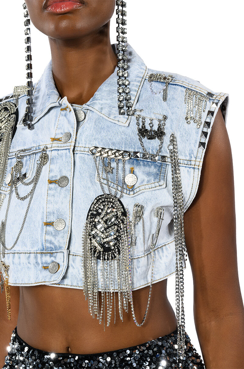 HOUDINI EMBELLISHED DENIM VEST