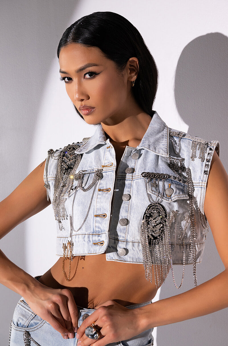 HOUDINI EMBELLISHED DENIM VEST