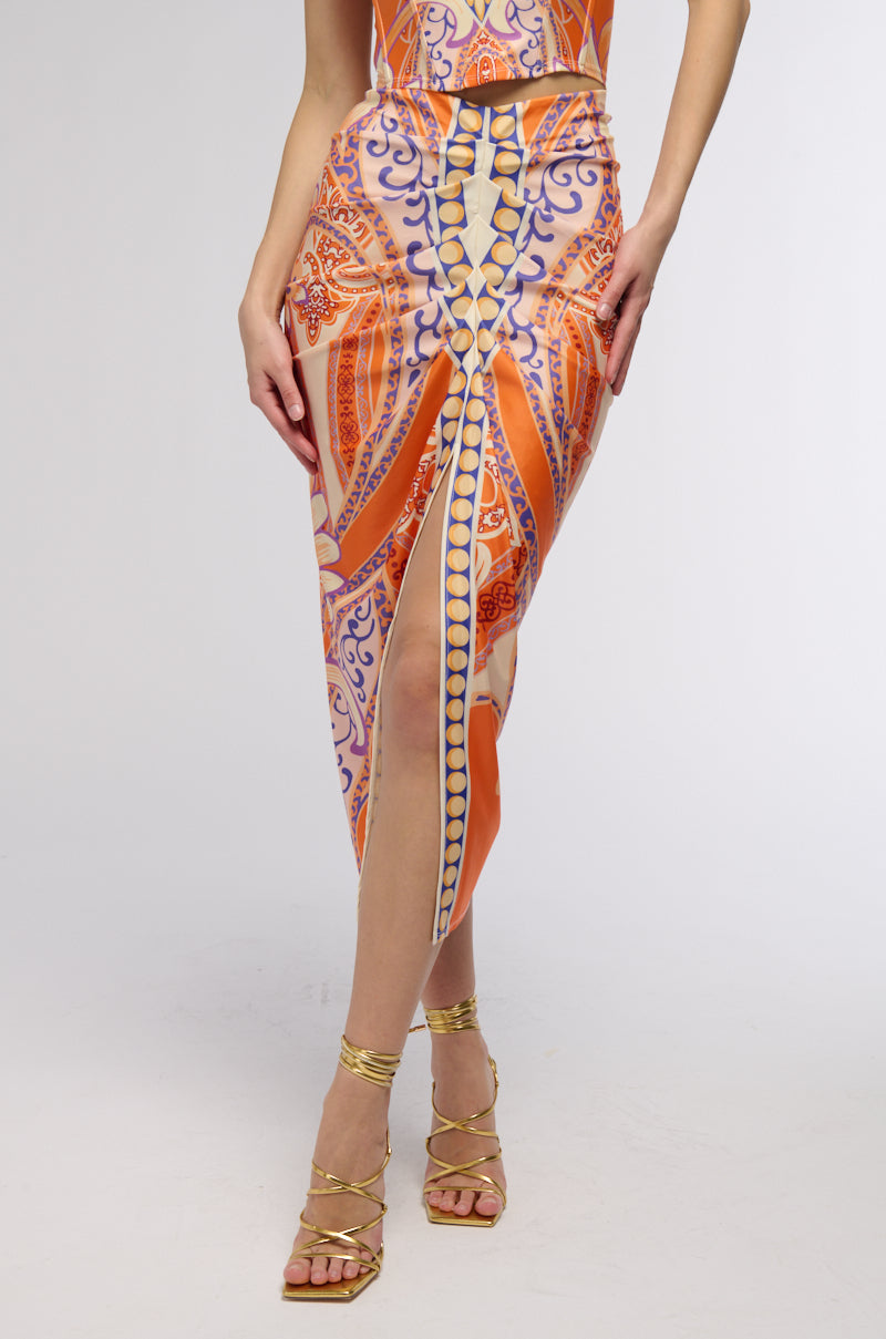 MEET AT SUNSET CORSET AND MIDI SKIRT MATCHING SET