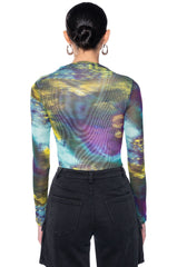 MOONLIGHT HAZE MOCK NECK LONG SLEEVE MESH BODYSUIT