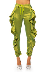 MELANIE RUFFLE DETAILED JOGGER IN LIME