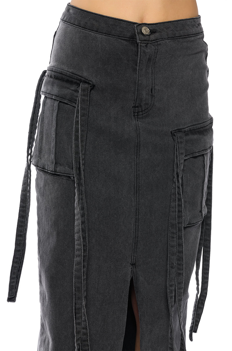 WHITNEY CARGO DENIM MAXI SKIRT