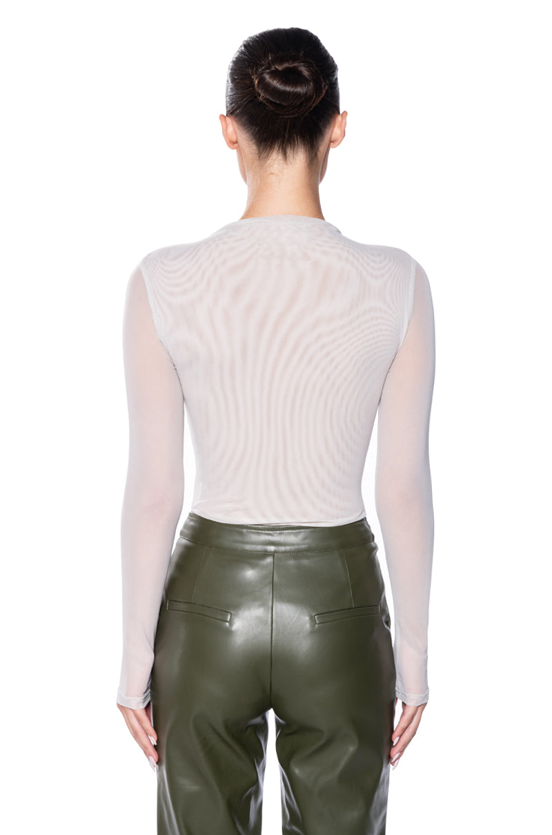 PAXTON SEXY DOUBLE MESH LONG SLEEVE BODYSUIT