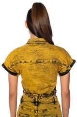 NOT IN THE MOOD CROPPED DENIM SHIRT