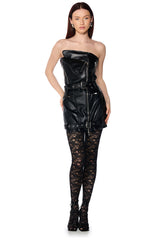 RIDIN DIRTY MOTO PU MINI DRESS IN BLACK