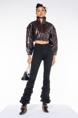 SATURDAY NIGHT PATENT ZIP UP BOMBER