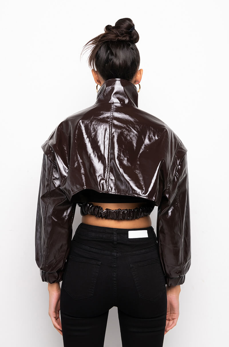 SATURDAY NIGHT PATENT ZIP UP BOMBER