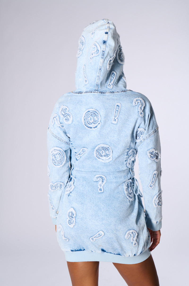 SO MANY QUESTIONS HOODED MINI DRESS