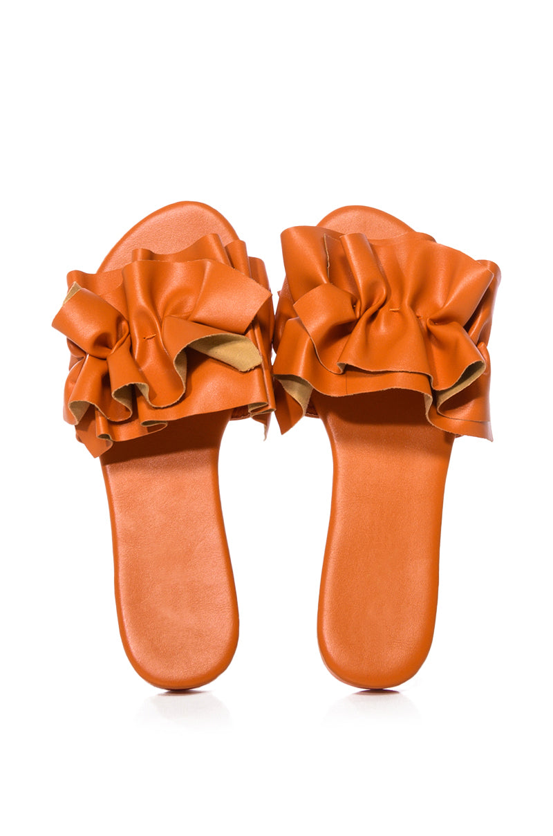 JILL FLAT PU SANDAL IN ORANGE