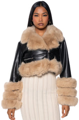 TALK THE TALK FAUX FUR MOTO JACKET