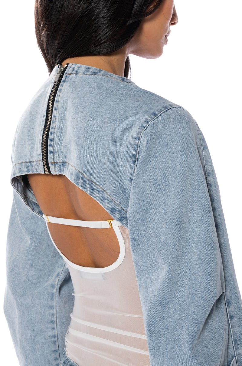 ULTRA CROP DENIM BOLERO JACKET